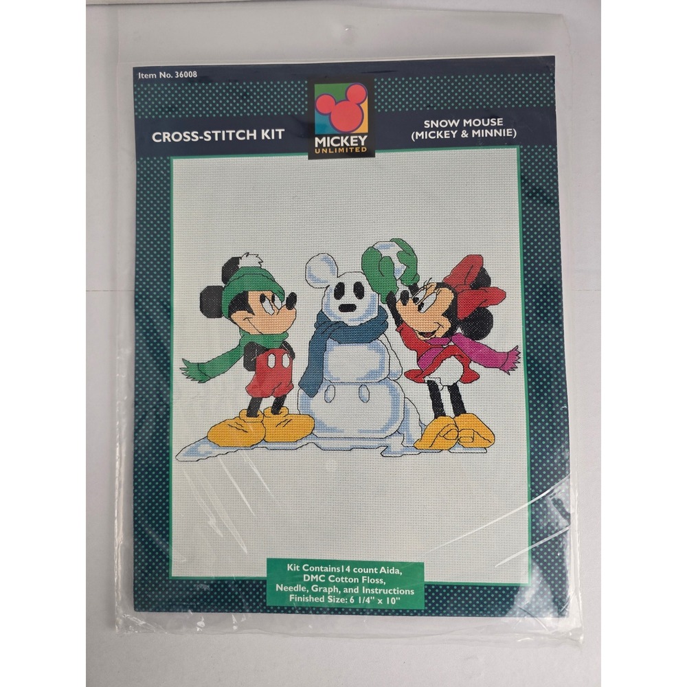 Vintage Disney Mickey Unlimited Cross Stitch Kit Multi Snow Mouse Craft DIY